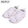 2023 Baby Shoes For Newborn Baby Boys Girls Print Heart Star Pattern First Walkers Kids Toddlers Soft Sole PU Sneakers For 0-18M