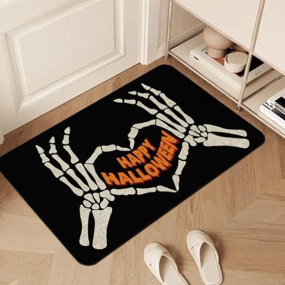 Halloween Floor Mat Entrance Door Porch Crystal Velvet Carpet Thanksgiving Skull Decorative Floor Mat Temu