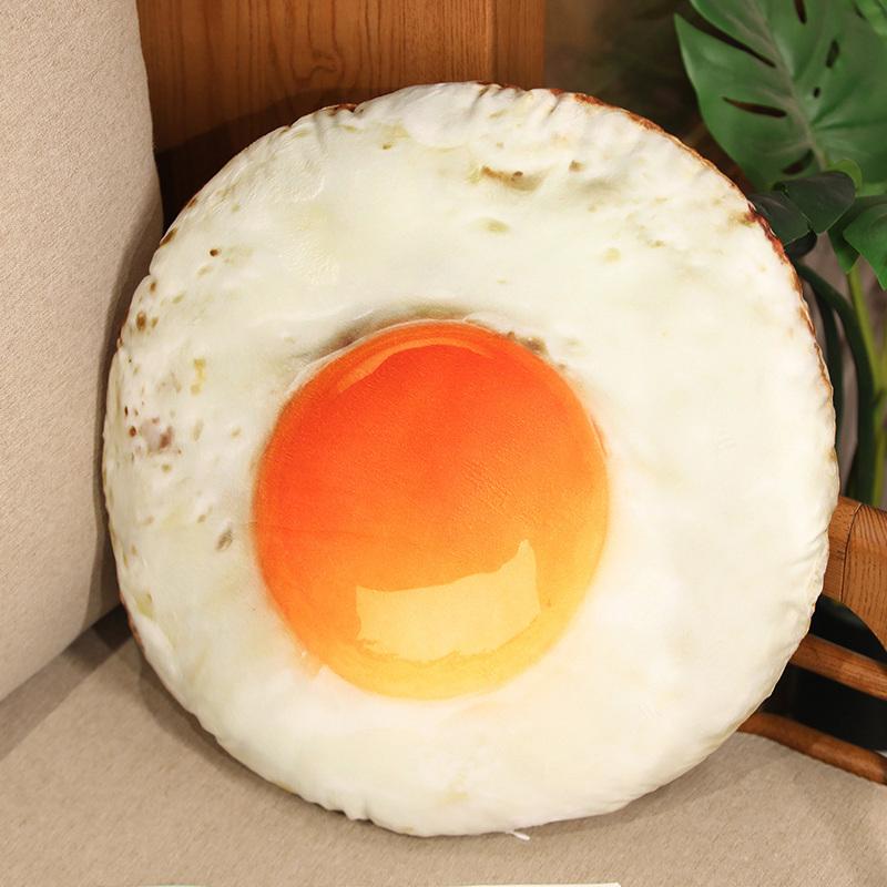 Plush Fried Egg Pillow Stuffed Food Plushie Sofa Chair Decoration Throw Pillow Soft Head Pillow Nap Gift