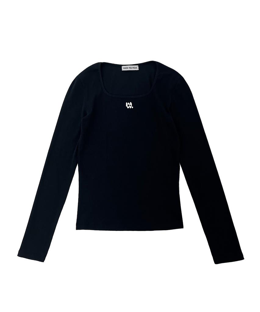 WHEN YOU MOVE Square Neck Symbol Logo Embroidered Ribbed Tee (3 Colors)