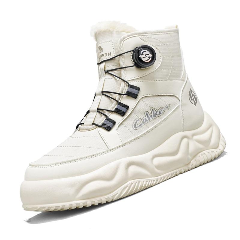 Зимние ботинки для мужчин сохраняющие тепло хлопковая обувь походная обувь плюшевые теплые высокие ботинки мужские кроссовки 43 белый 3140₽