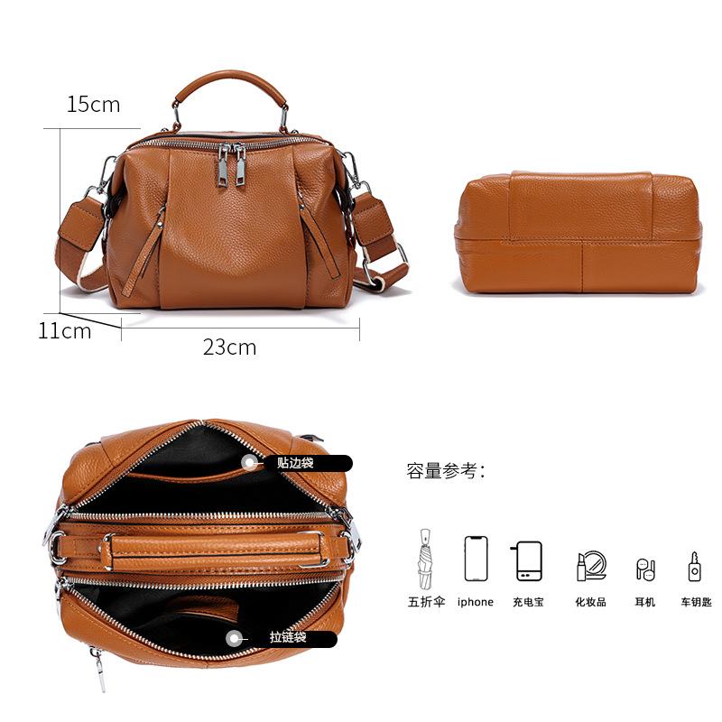 Originální kožená Bost taška pro ženy - Měkká rukojeť z hovězí kůže Kabelka, Taška přes rameno Crossbody s více kapsami pro dojíždění a každodenní použití