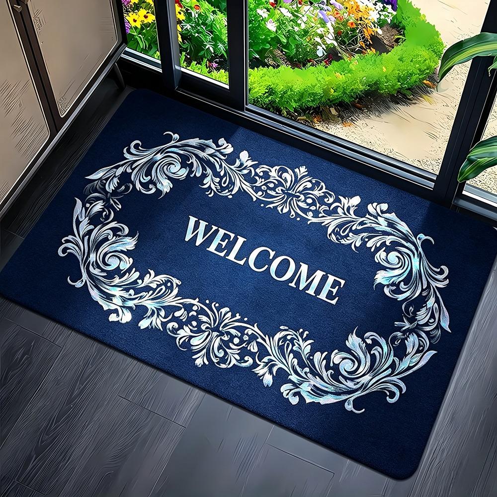 Vintage Welcome Floral Decorative Doormat Entryway Living Room Bedroom Floor Mat Home Decor Multi Color Baroque Stylish Design