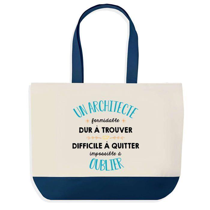 Tote bag - PLANETEE - Un Architecte Formidable - Fond bleu - Coton 40x45 cm - Grand format