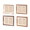 Double Medals Display Case Box Gifts Tabletop Decor Collectible Photo Frame Wood for Patches Runners