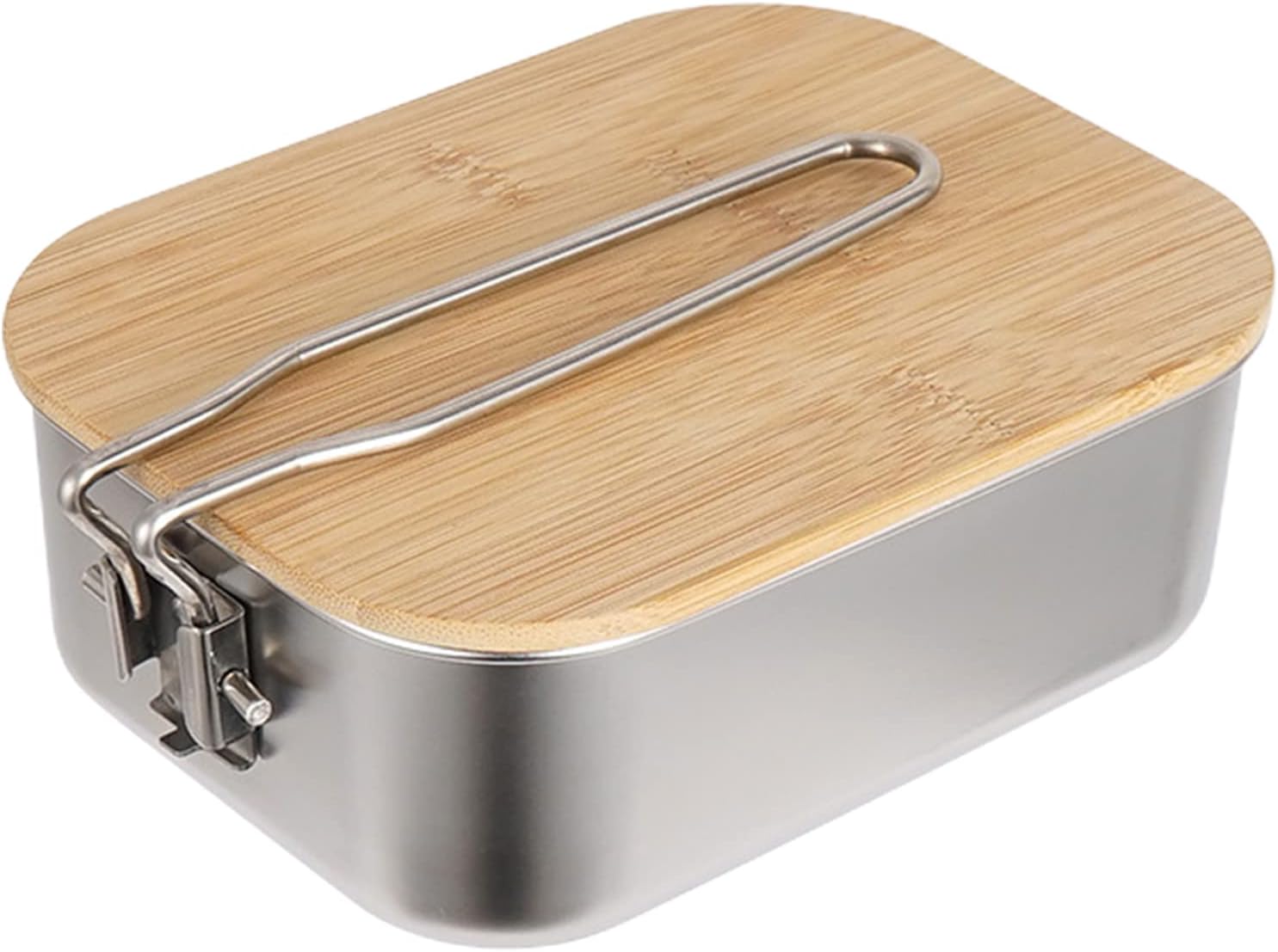 304 Stainless Steel Lunch Box Portable Lunch Box Outdoor Camping Cooking Wooden Cutting Board Wild Box Tableware Grain Container