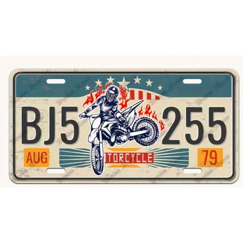 Motorcycle Souvenir License Plate, Metal Auto Wall Decor 15x30cm