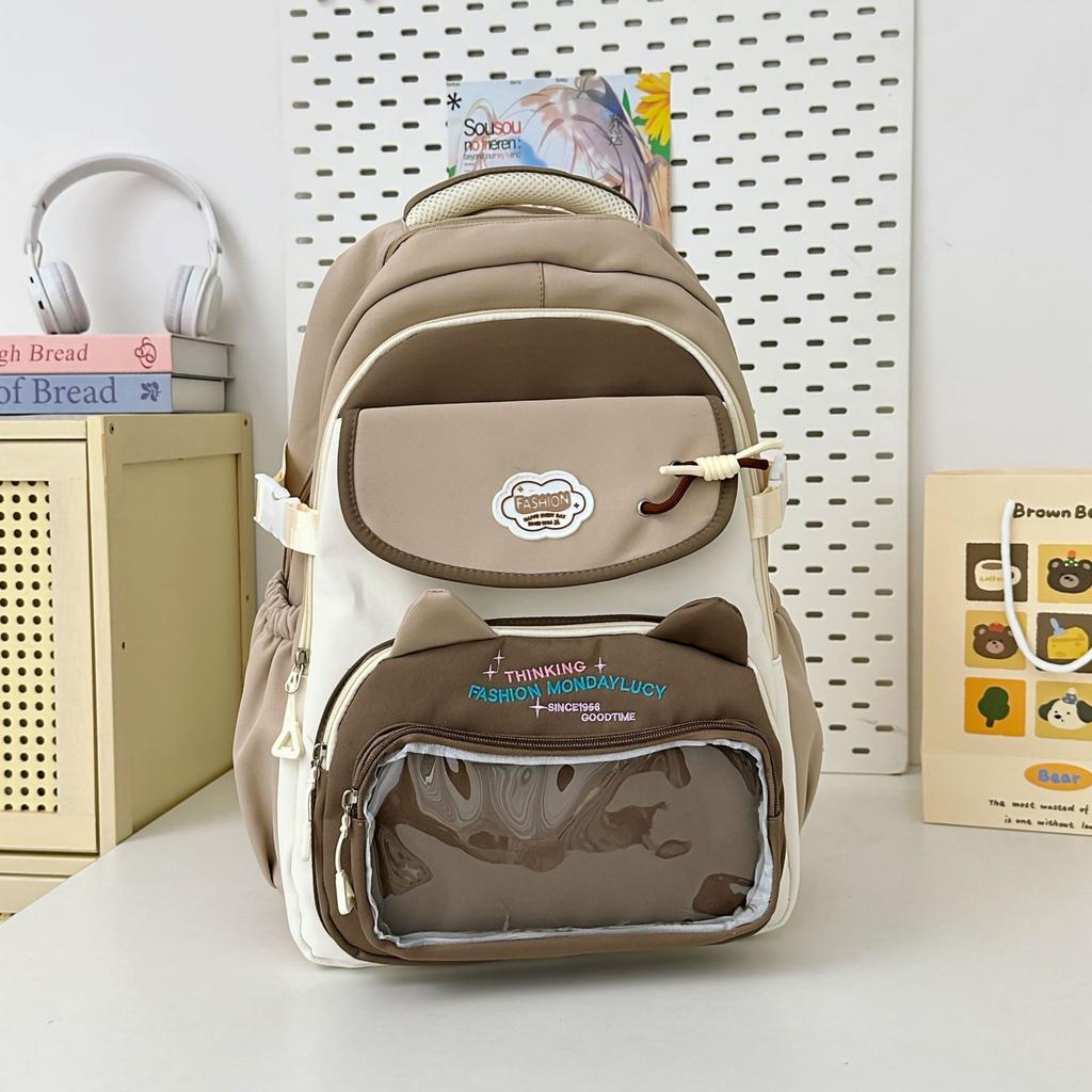 School bag high value ins fresh and cute, junior high school students contrast colors, casual, lightweight and large capacity