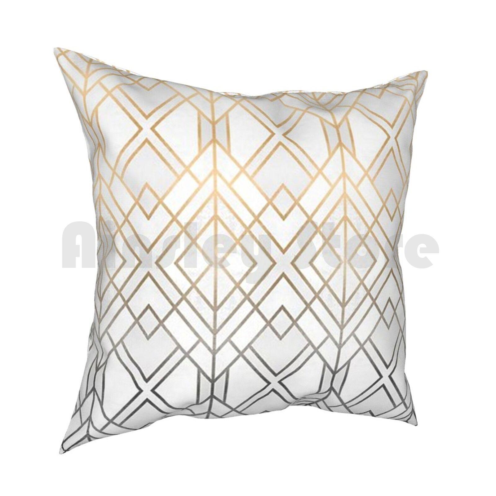 Gold And Grey Geo Pillow Case Printed Home Soft DIY Pillow Cover Graphic Pattern Abstract Geometric Geometric Black And 30x30cm 12x12in