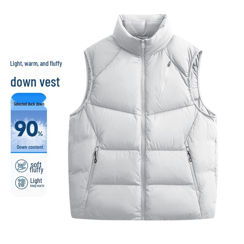 

High-End Men s Trendy Stand Collar Down Vest: Autumn/Winter Loose, Simple, Warm Workwear Jacket 3XL світло-сірий колір