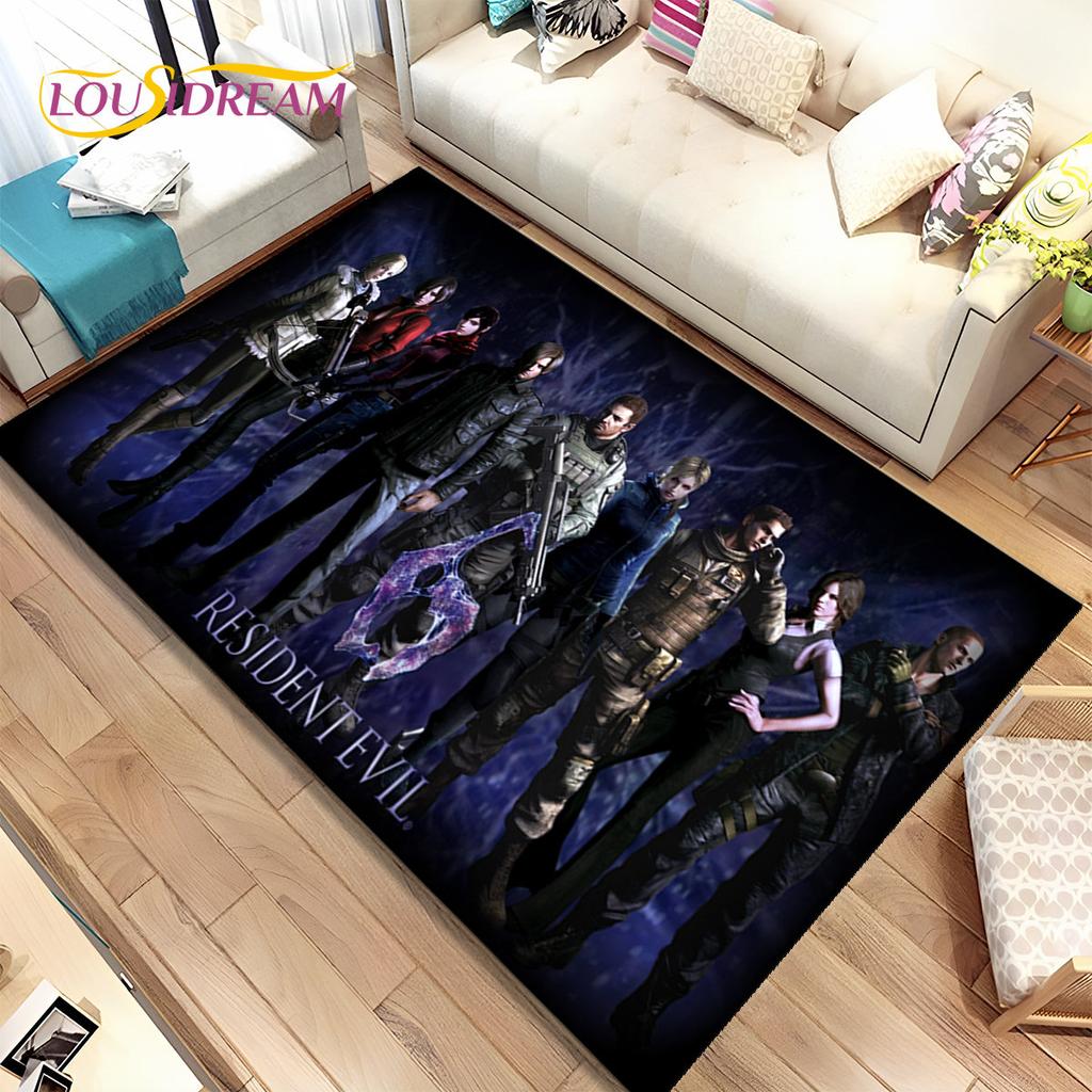 3D R-Resident Evil Games Gamer-Teppich, Teppich für Wohnzimmer, Schlafzimmer, Sofa, Fußmatte, Dekoration, rutschfeste Bodenmatte für Kinder