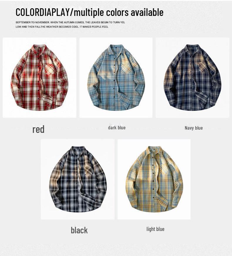 Men's Striped Plaid Long-Sleeve Shirt Jacket - Japanese Fashion, Hong Kong Style, Ideal for Spring and Autumn