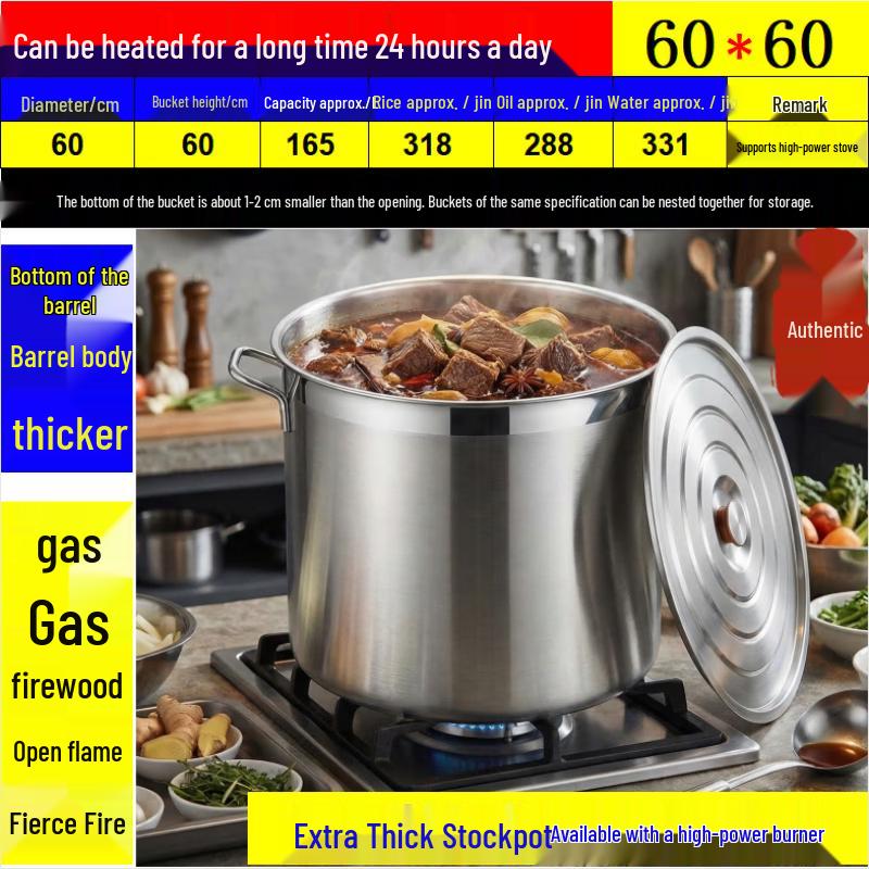JPHZNB Stainless Steel Thickened Soup Pot with Lid