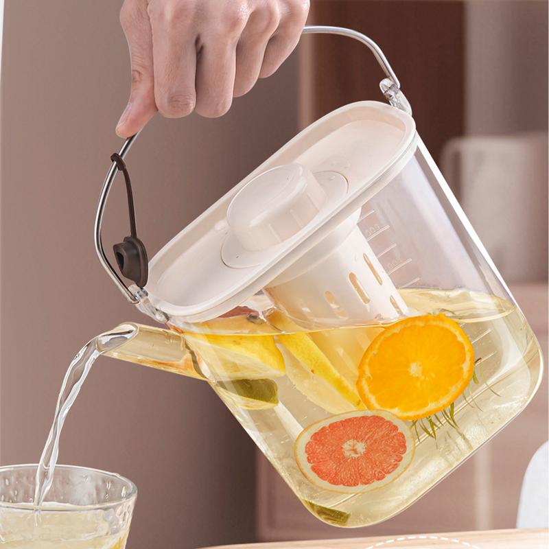Water Pitcher For Fridge Cold Drinking Beverage Jar Pitcher PET Water Mix Drinks Jug Lemonade Pitching Kettle With Handle For