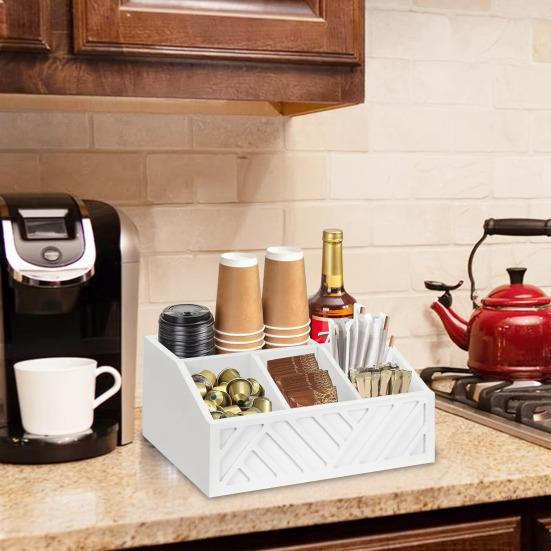 Rustic Wood Paper Plate Dispenser Utensil Holder Kitchen Organization Rack