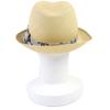 Excellent CHANEL COCO Mark Ribbon Fedora Straw Hat Beige Gray Pile Women M 22S Used