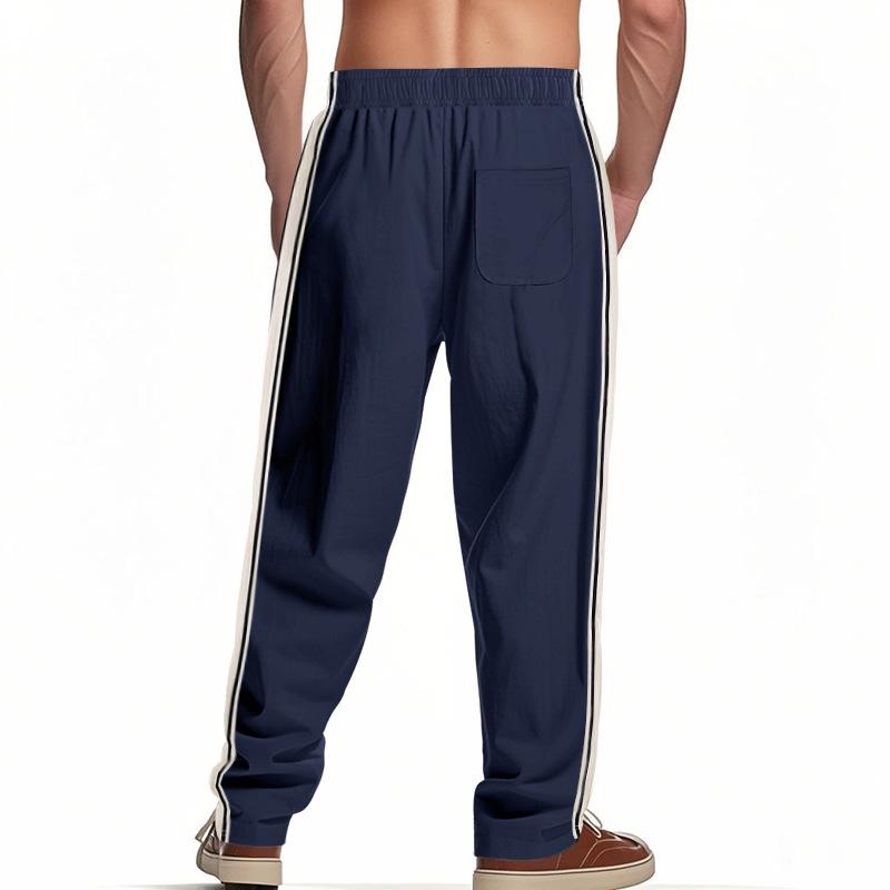 Men's Pants Men's Loose Side Stripe Wide Leg Straight Men's Sweatpants