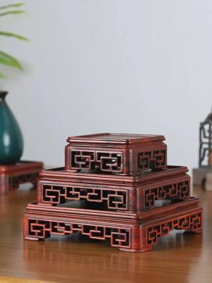 Rotes Sandelholz Räuchergefäß, Teekannenstein, Siegelbasis, Massivholzvase, Bonsai Buddha Holzschnitzerei, Rechteckige Halterung