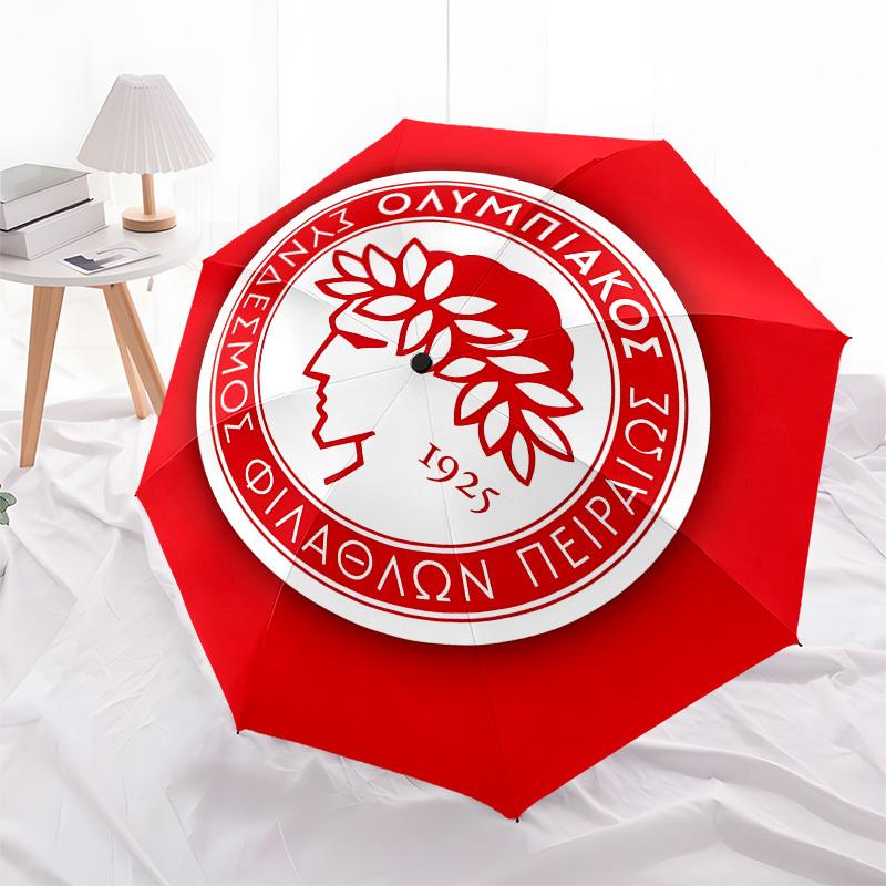 Olympiacos F.C. Logo Automatic Opening and Closing, 8 rib Structure Portable Umbrella, Suitable for Men and Women in All Seasons Perfect Gi