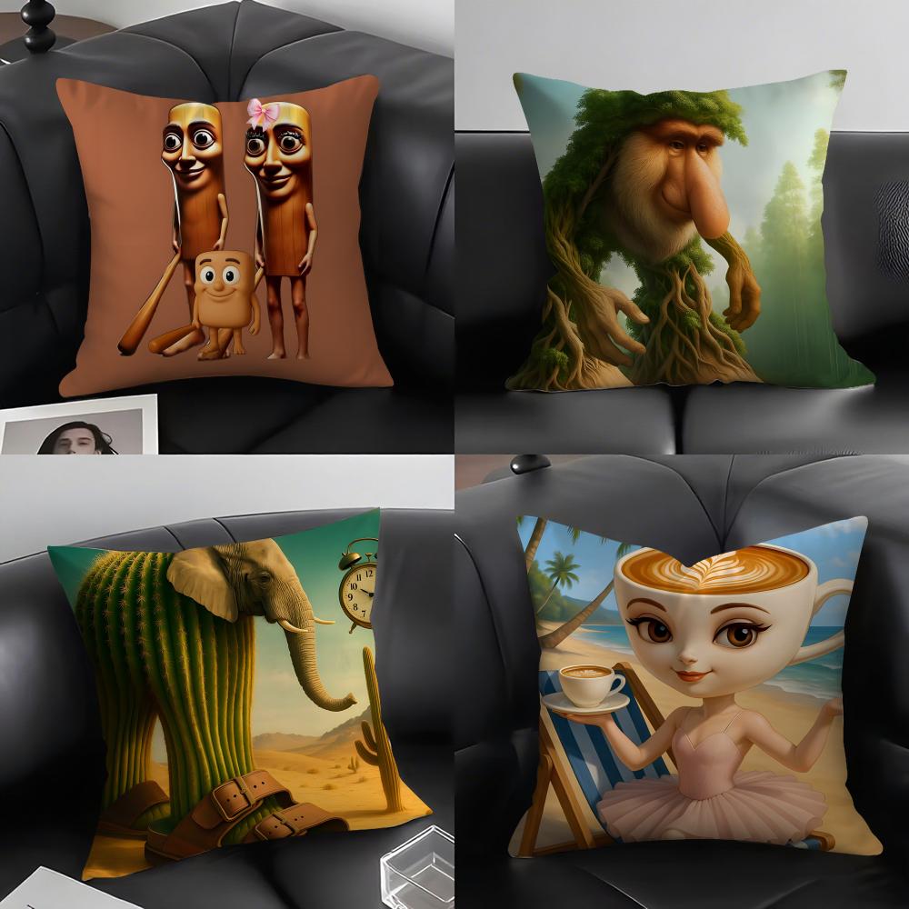 Tung Sahur Tralalero Tralala Cushion Cover Pillowcase Ultra Soft Skin Friendly Fabric Cloud Like Comfort Concealed Zipper