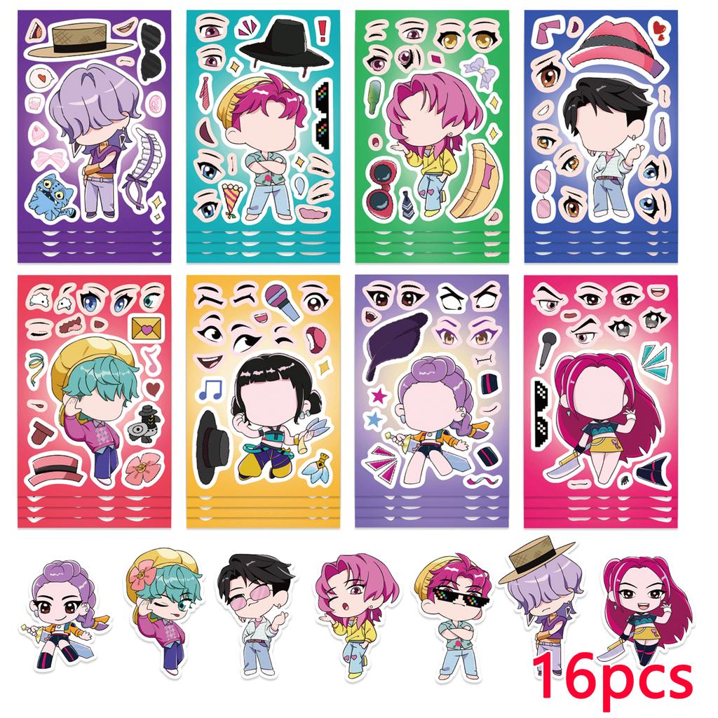 6/24 pezzi KPop Demon Hunters Puzzle Cartoon Fai da te Adesivi Anime Graffiti Decalcomanie Impermeabili per Telefono Laptop Bagaglio