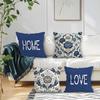 4Pcs Navy Blue Retro Flowers Cushion Covers Single-sided Printed 45CM Throw Pillow Case Cover Sofa Cushion Home Room Decor