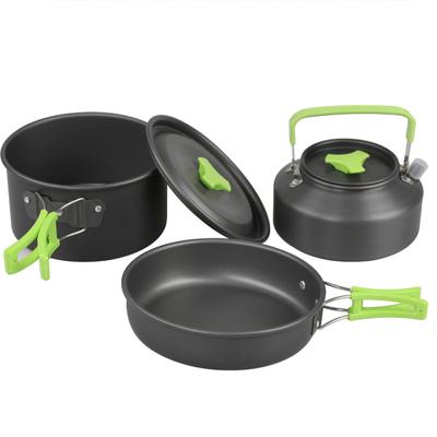 9 st Utomhuscampingkokkärl DS310 Picknickmatlagningsset med kokgryta Stekpanna Vattenkokare Plast