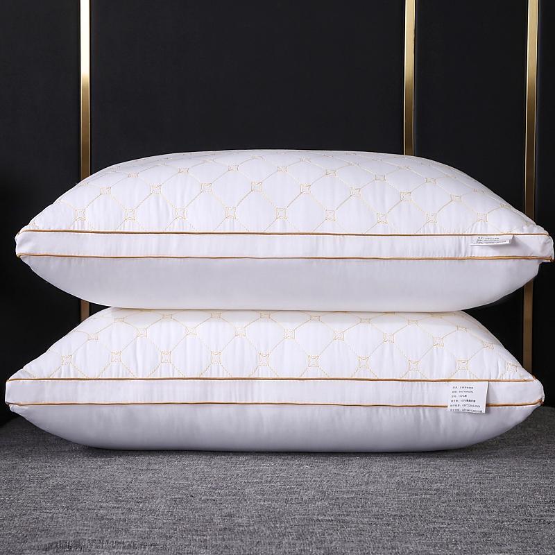 Feather Velour Quilted Neck Support Pillow for Adults - Ideal for Side Sleepers and Cervical Comfort