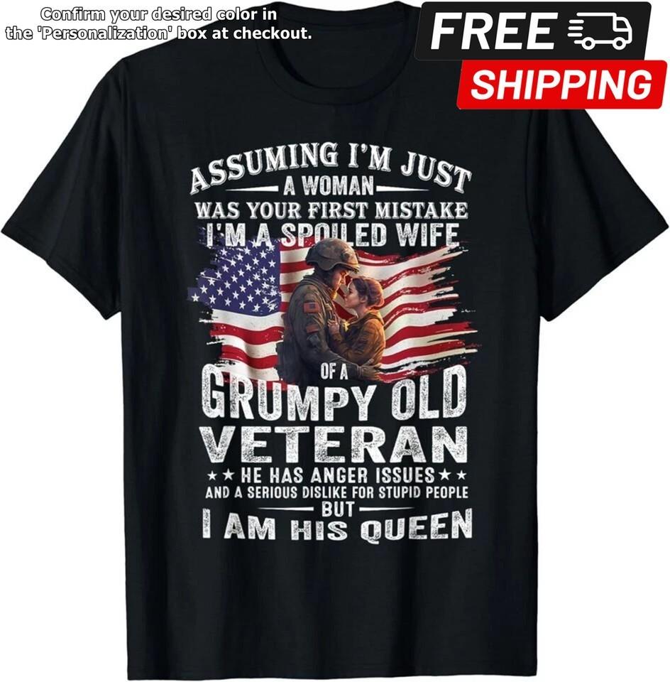 I#039m A Spoiled Wife Of A Grumpy Old Veteran Husband Wife TShirt S5XL Unisex T-Shirt S