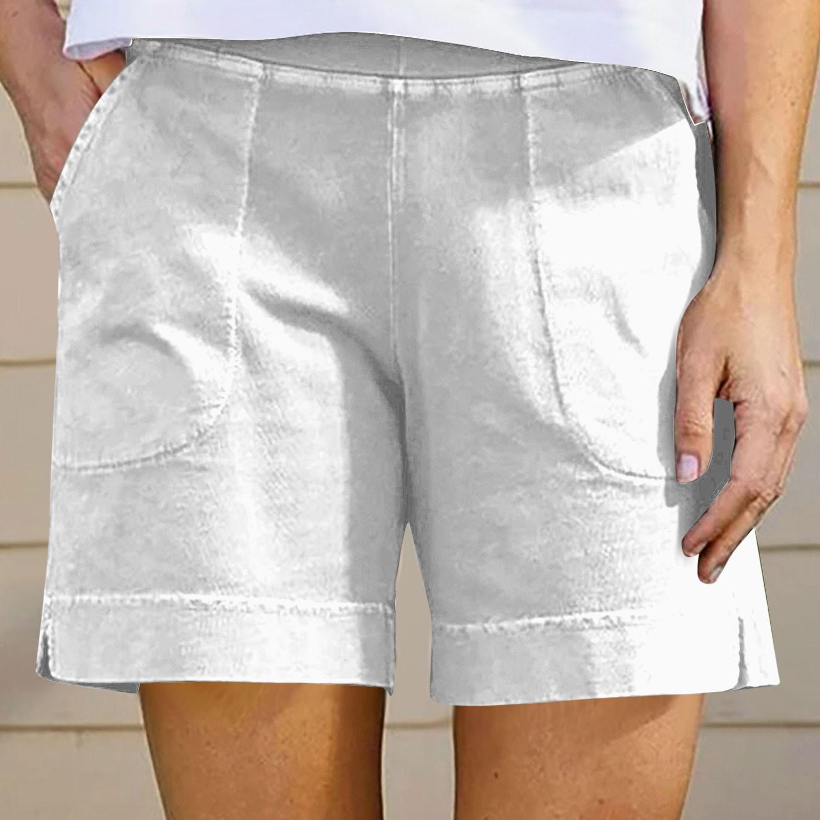 

Женские повседневные летние эластичные пляжные шорты однотонные повседневные шорты XL белый