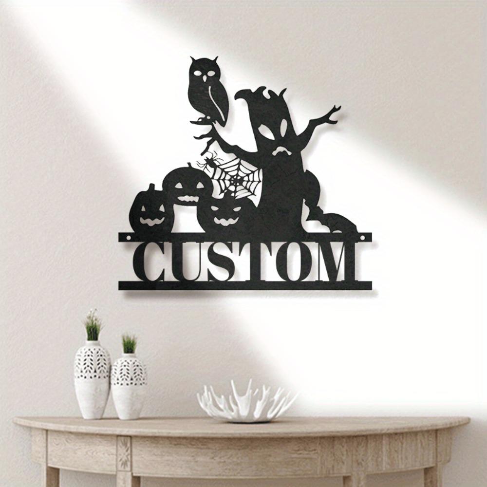 Halloween Metal Wall Art Spooky Tree Owl Pumpkin Bat Decor Metal Sculpture Gift