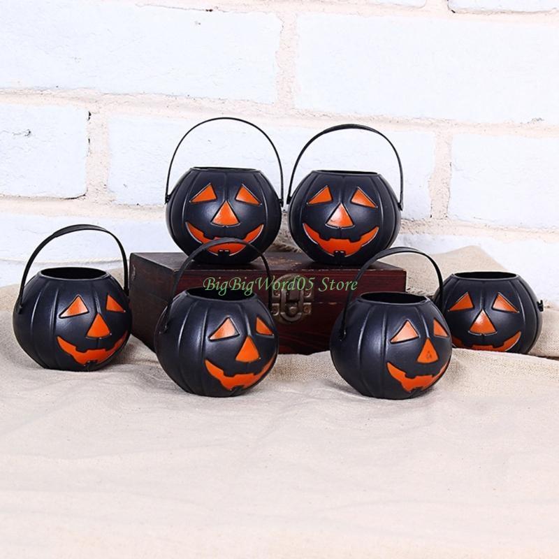 24TE Halloween Flame Bucket Witch Pumpkin Decoration Props Create Spooky for Parties and Celebrations