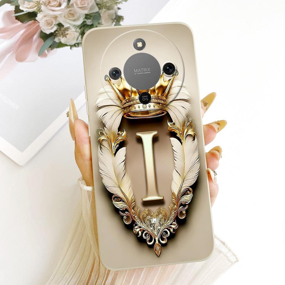 For Honor X9d Case MTN-NX1 Shockproof Cover Luxury Initial Letters Crown Soft Silicone Back Shell For HonorX9D Magic 8 Lite Capa