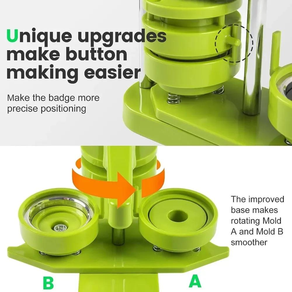 Button Badge Maker Machine 3 in 1 with 58mm Mold DIY Solid Color Badge Pin Makers Machine Kit Plastics Simple Rotating Device
