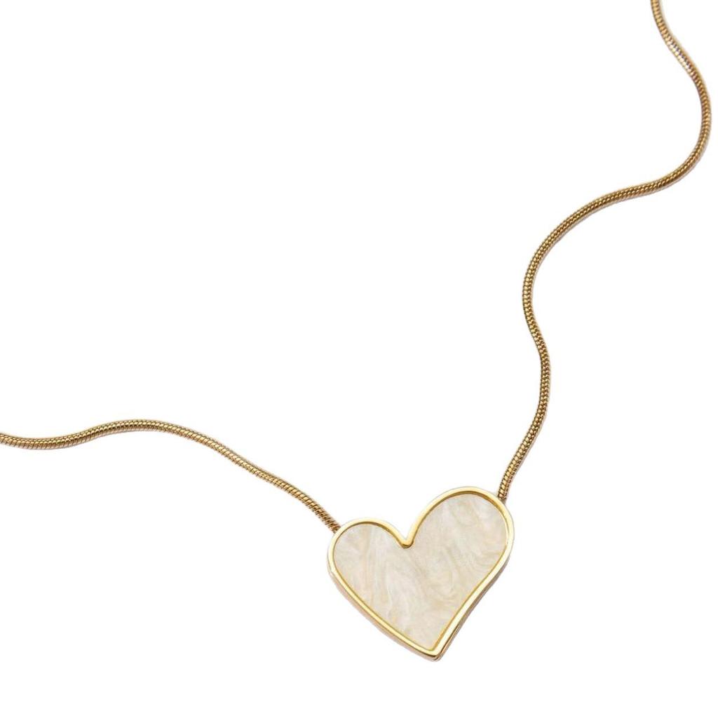 Minimalistisches Herz-Halsketten - Damen Europäische & Amerikanische Mode, Nicht verblassender Titanstahl Schmuck Zubehör