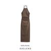 Kaslead New Arrival Women's Clothing Fashion Style Fashion Accessories Hanging Collar Midi Skirt Dress 3564092