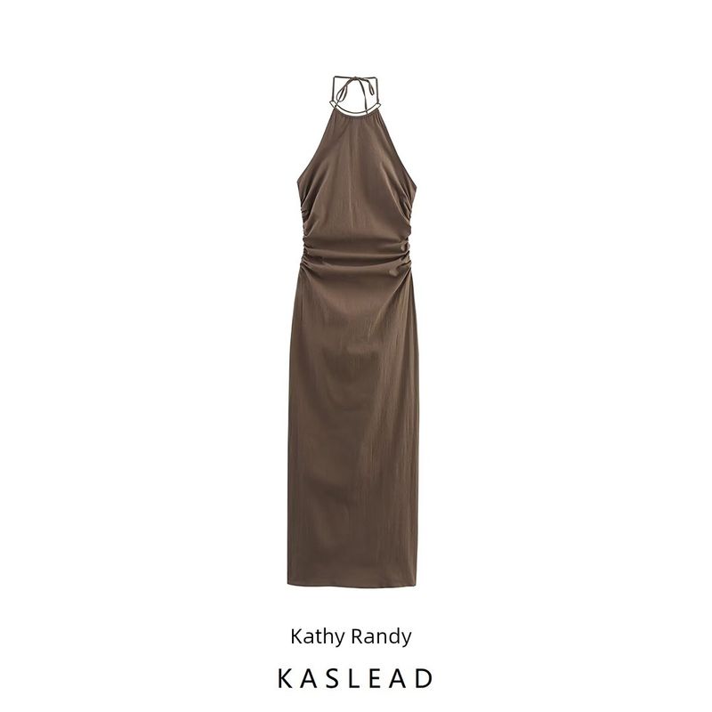 Kaslead New Arrival Women's Clothing Fashion Style Fashion Accessories Hanging Collar Midi Skirt Dress 3564092