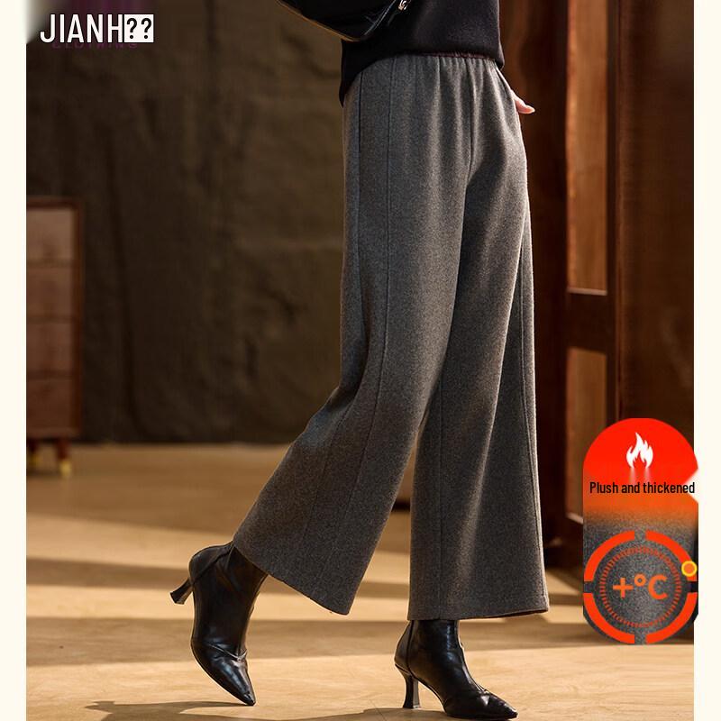 

JIANHU Women s Winter Lined Wool Blend Straight-Leg Pants 3XL