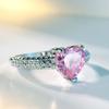 New Arrival Female Wedding Ring Silver Color Pink Zircon Love Heart Finger Rings For Women Gir  Anillos Mujer