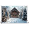 Mocsicka Christmas Photography Background Winter Snowflake Decoration Photo Backdrops Xmas Tree Red Door Pattern Shooting Banner