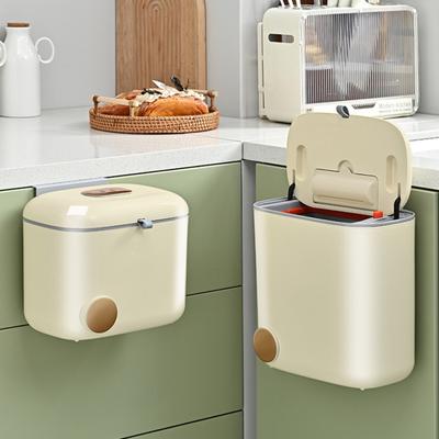 1 Set 7/9L Hanging Trash Can with Lid Modern Large Capacity Wall Cabinet Door Under Sink Mount Waste Rubbish Garbage Storage Bin Kitchen Supplies