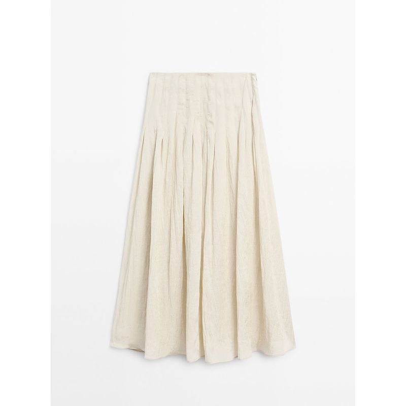 Za2025 Summer New Women Clothes Versatile Drape Elegant Mid-Length Pleated Skirt 05299584 250