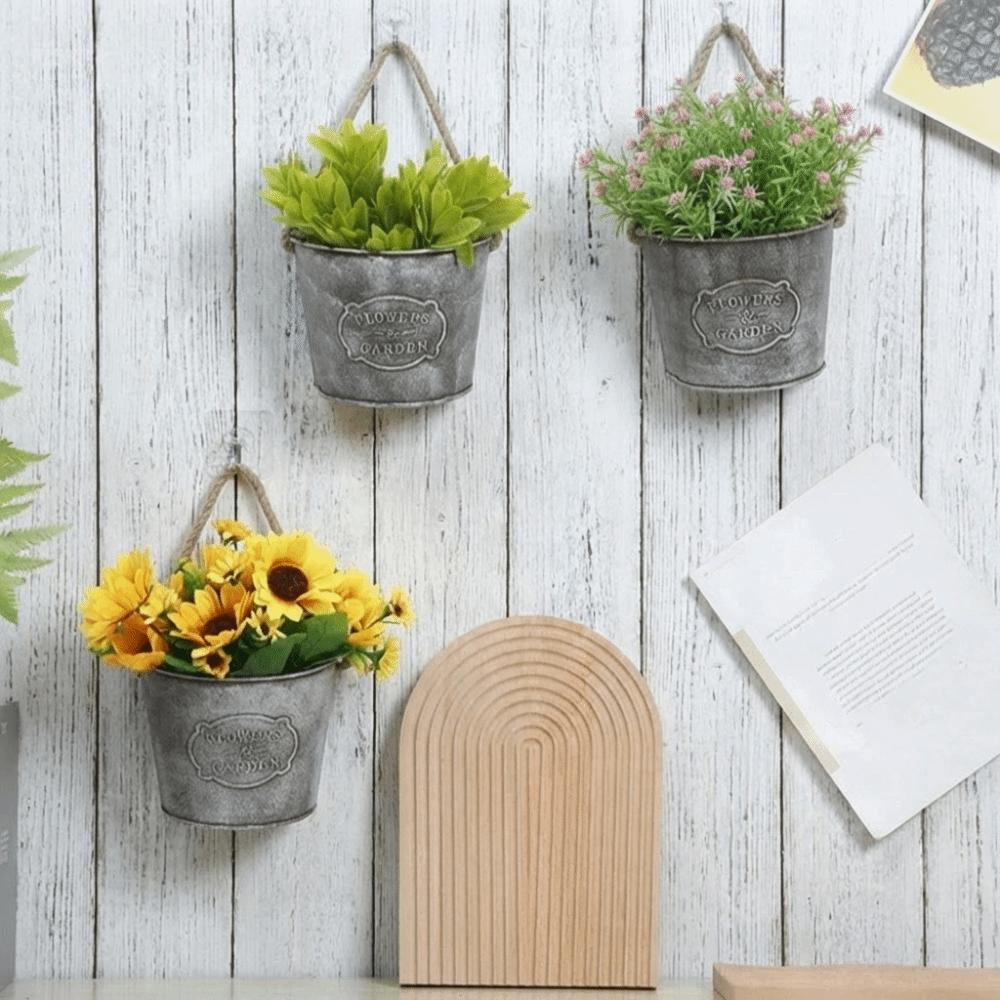 Semicircle Wall Mounted Planter Country Style Wall Flower Holder Hanging Flower Pot Garden Decor