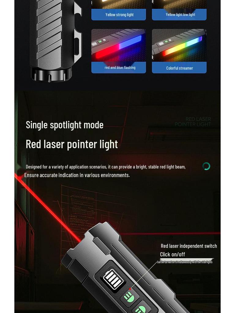 High-Intensity Black Aluminum Flashlight with Colorful Neon Light and Long Battery Life: Outdoor Multifunctional Torch