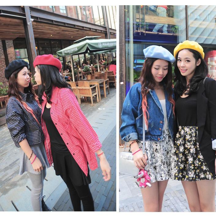 Korean Style Autumn & Winter Imitation Wool Beret Hat for Women