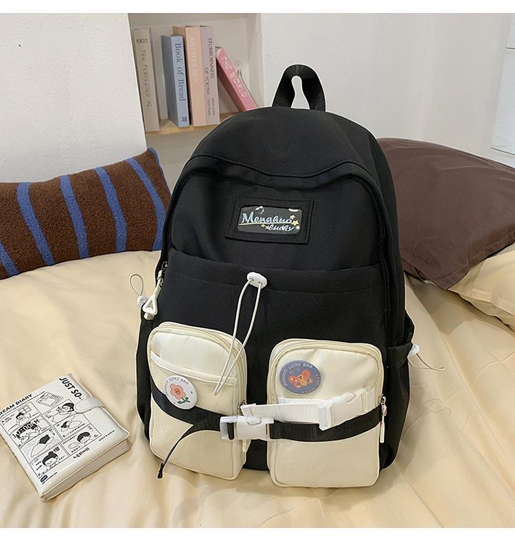

School bag 2025 new school bag female ins wind Korean color contrast college wind early high school students multi-compartment treasure backpack