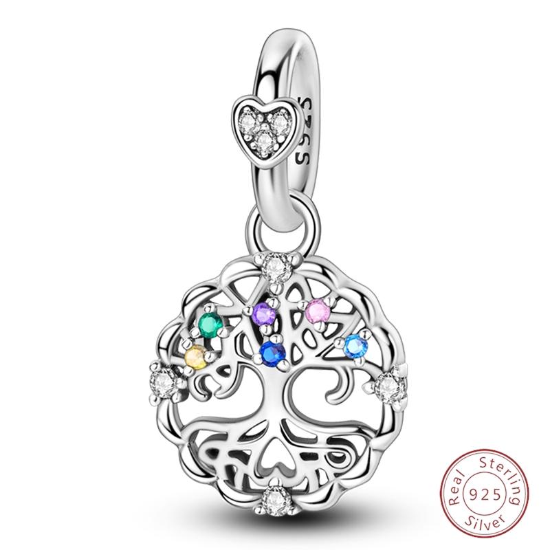 S925 Silver Birthday Bear Lucky Cat Elephant Family Firefly Charms Beads Fit 3mm Bracelets DIY Fine Jewelry