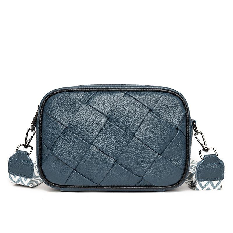First Layer Cowhide Messenger Bag Women's Niche Versatile Woven Underarm Bag Shoulder Bag Leather Small Square Bag