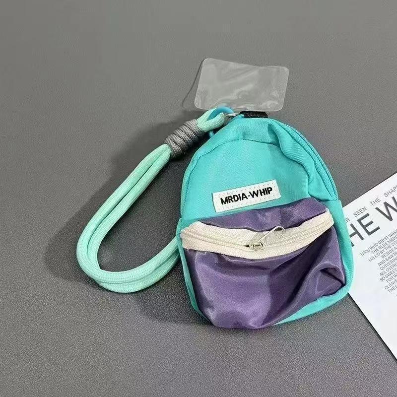 Trendy Colorful Soft Small Backpack with Coin Purse, Hand Strap & Contrasting Color Lanyard Pendant
