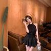 Sleeveless Neck Vest Top Women's Summer Daughter Feeling Set Ruffle Leaf Edge Cake Skirt Temperament Two-piece Set